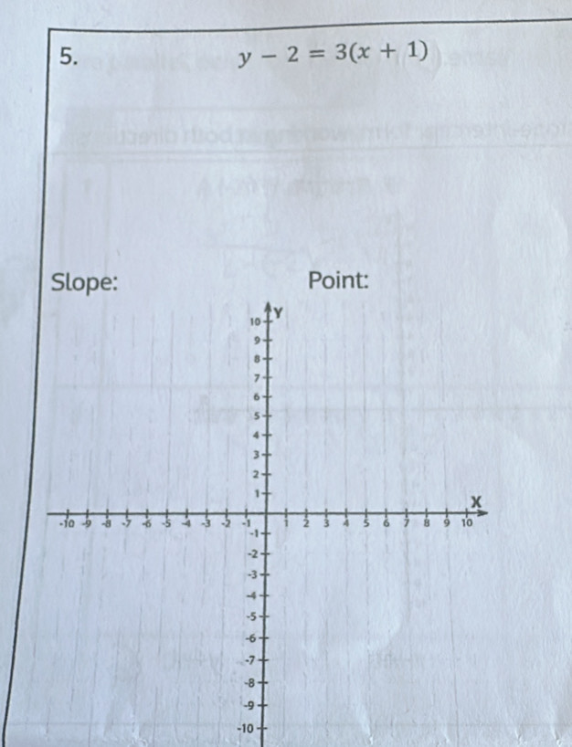 y-2=3(x+1)
Slope: Point:
-10