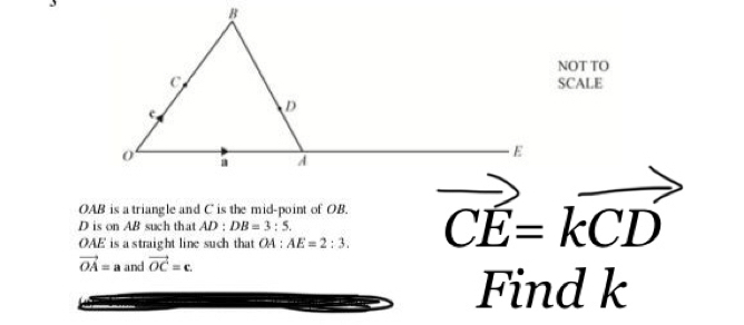 Solved: OAB is a triangle and C is the mid-point of OB. vector CE ...