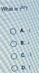 What is beta^2
A. -i
B.
C. -1
D. 1