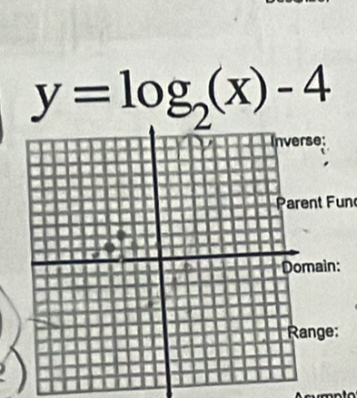 y=log _2(x)-4
Parent Fun