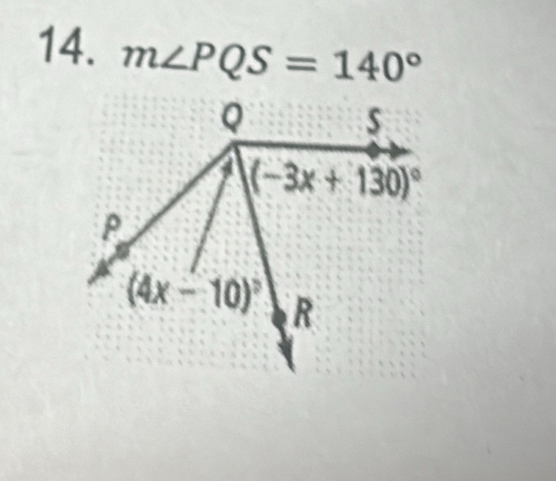 m∠ PQS=140°