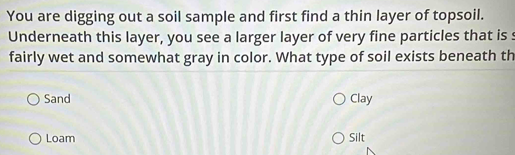 Solved: You are digging out a soil sample and first find a thin layer ...