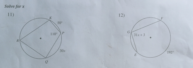 Solve for x
11) 12)