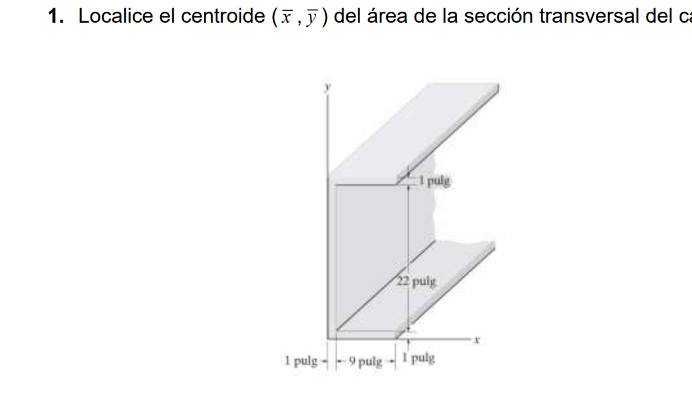 Localice el centroide (overline x,overline y) del área de la sección transversal del ca