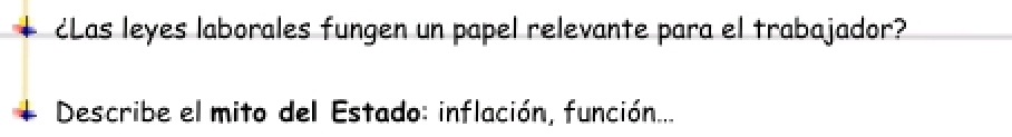 ćLas leyes laborales fungen un papel relevante para el trabajador? 
Describe el mito del Estado: inflación, función...