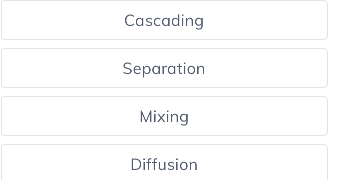 Cascading
Separation
Mixing
Diffusion