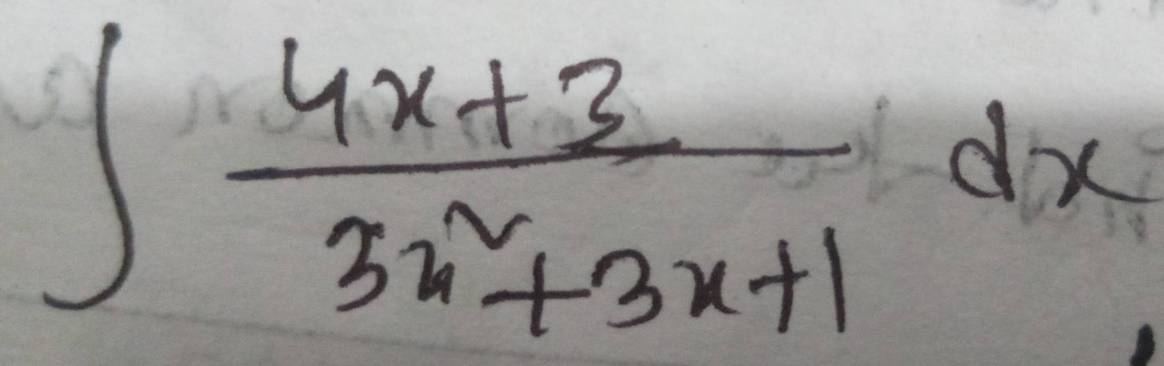 ∈t  (4x+3)/3x^2+3x+1 dx