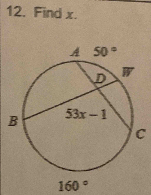 Find x.
c
160°