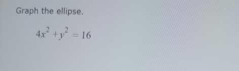 Graph the ellipse.
4x^2+y^2=16