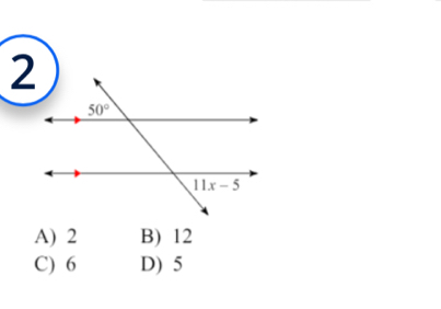 A) 2 B) 12
C) 6 D) 5