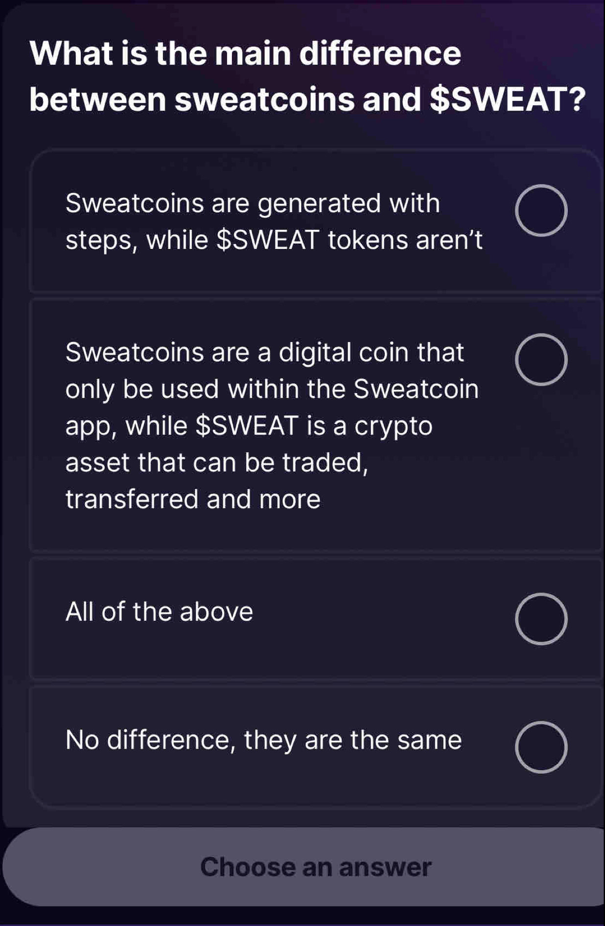 Solved: What is the main difference between sweatcoins and $ SWEAT? Sweatcoins  are generated with [Others]