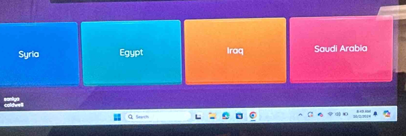 Syria Egypt Iraq Saudi Arabia
caniya
Search
10/2/2024 8:49 AM