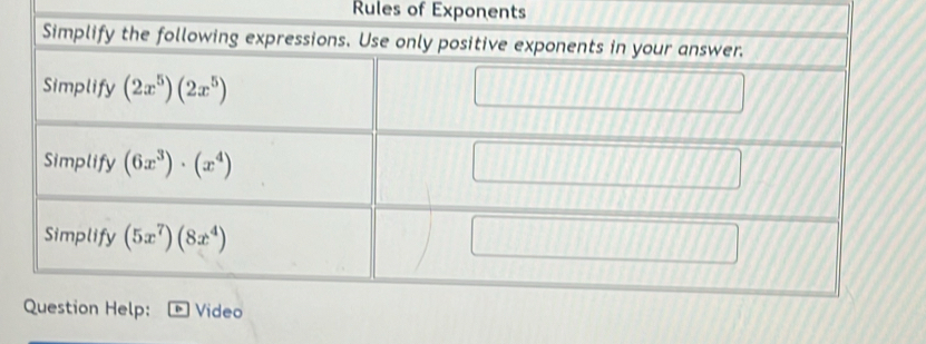 Rules of Exponents