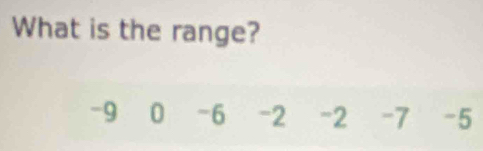 What is the range?
-9 0 -6 -2 -2 -7 -5