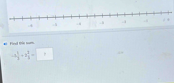 ④ Find the sum.
-5 1/3 +2 2/3 =?