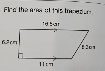 Find the area of this trapezium.
6.2cm