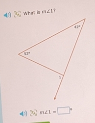 What is m∠ 1 ?
1) □°m∠ 1=□°