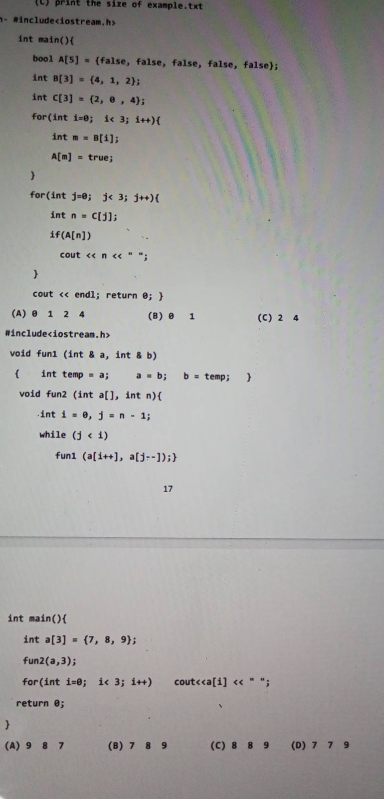تم الحل:print the size of example.txt - #include int main() bool A[5 ...