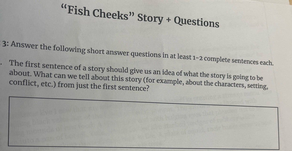 Solved: “Fish Cheeks” Story + Questions 3: Answer the following short ...