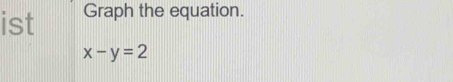 ist Graph the equation.
x-y=2