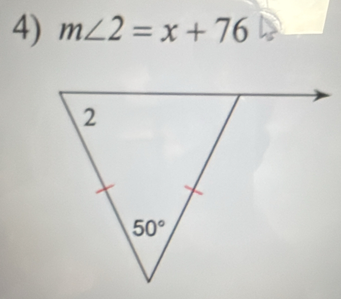 m∠ 2=x+76