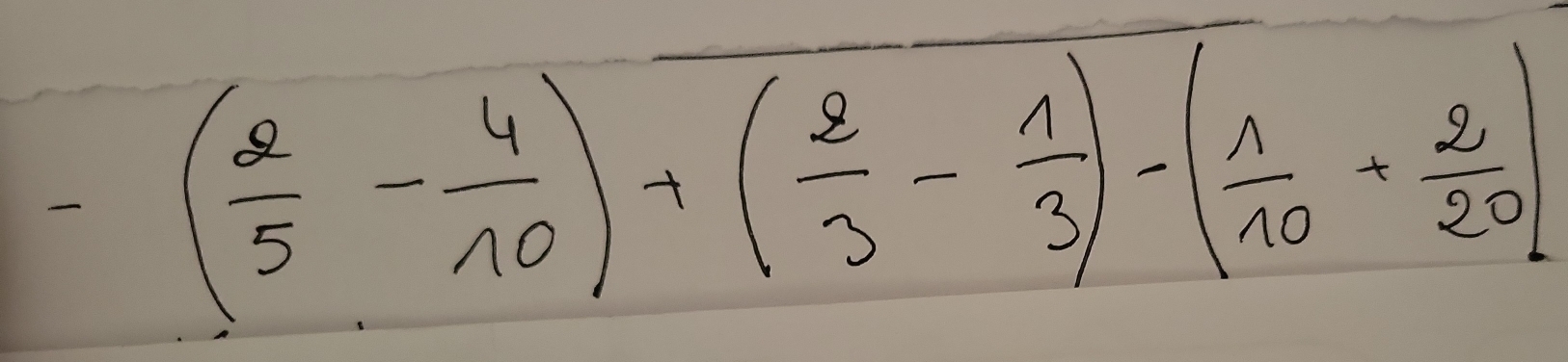 -( 2/5 - 4/10 )+( 2/3 - 1/3 )-( 1/10 + 2/20 )