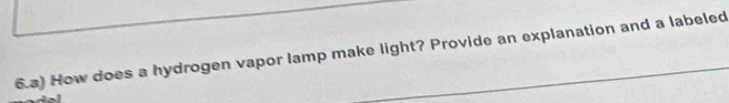 How does a hydrogen vapor lamp make light? Provide an explanation and a labeled