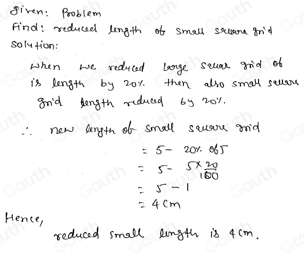 Solved: A large picture is on a square grid. Each side of the smallest ...
