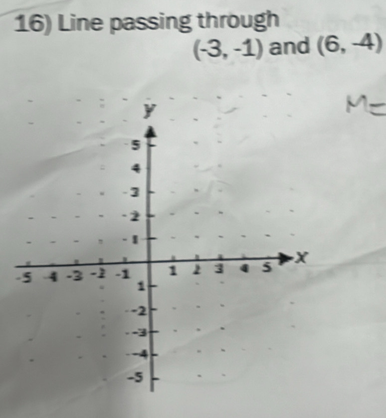 Line passing through
(-3,-1) and (6,-4)