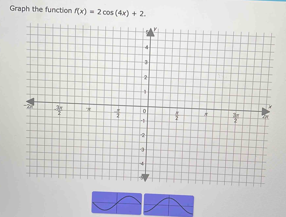 Graph the function f(x)=2cos (4x)+2.