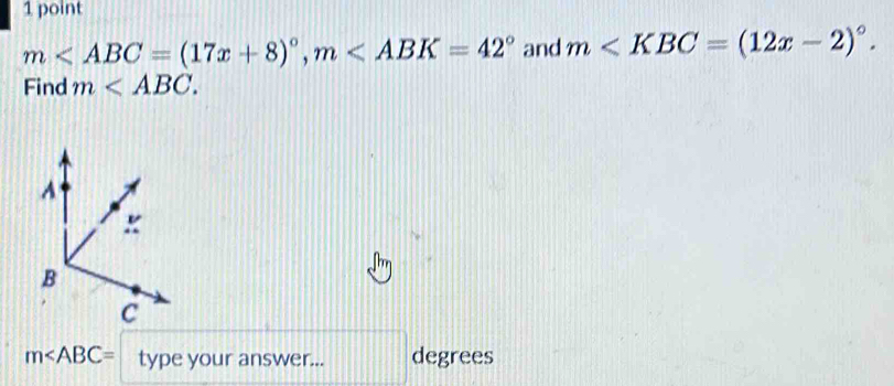 m , m and m . 
Find m .
m type your answer... degrees