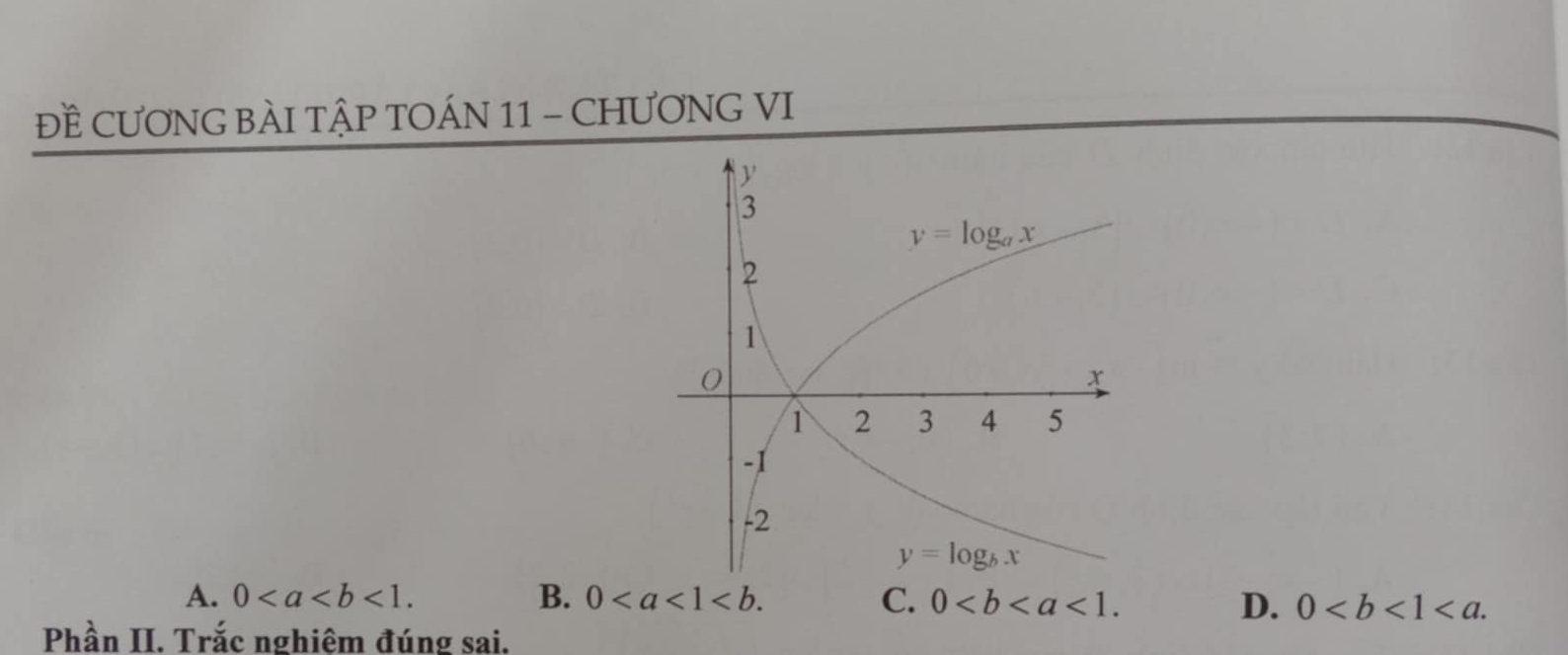 ĐÈ CƯƠNG BÀI TậP TOÁN 11 - CHƯơNG VI
A. 0<1. B. 0 C. 0<1. D. 0
Phần II. Trắc nghiệm đúng sai.