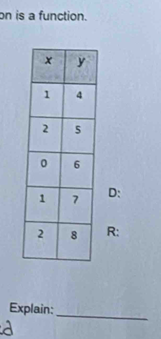 on is a function.
D : 
R: 
Explain:_ 
a