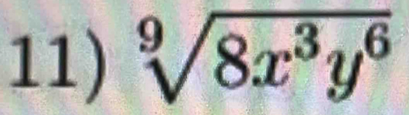 sqrt[9](8x^3y^6)