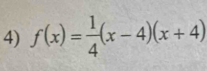 f(x)= 1/4 (x-4)(x+4)