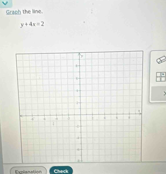 Graph the line.
y+4x=2
4x
Explanation Check