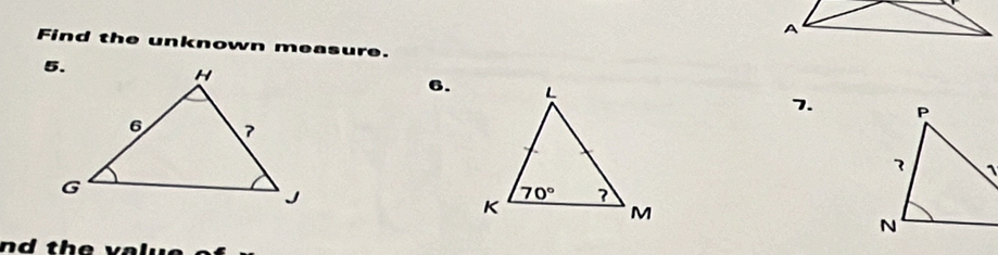 Find the unknown measure.
6.
7. 
n      t