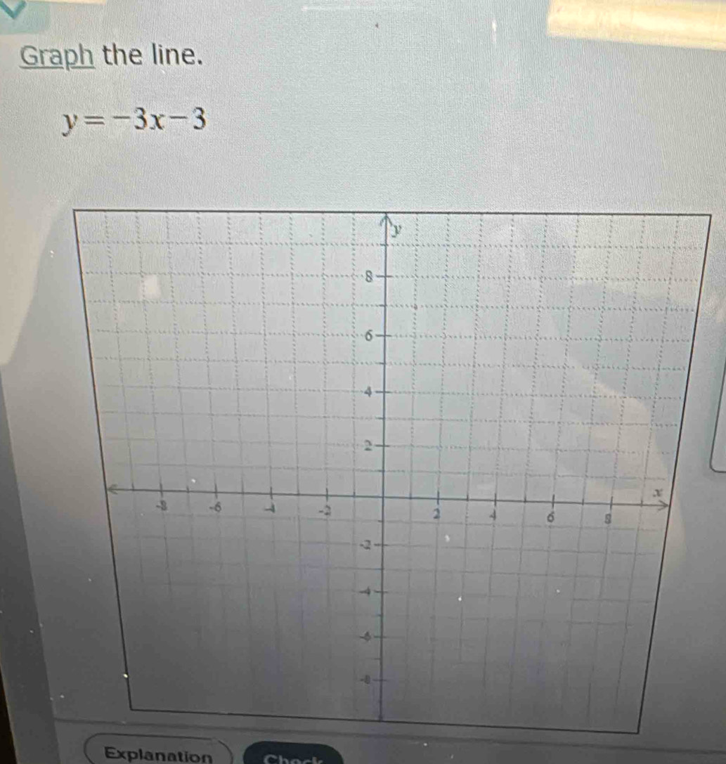 Graph the line.
y=-3x-3
Explanation