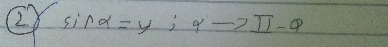 2 sin alpha =y; alpha to _ π -alpha