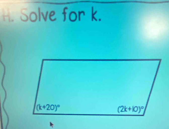 Solve for k.