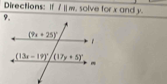 Directions: If /  m, solve for x and y.