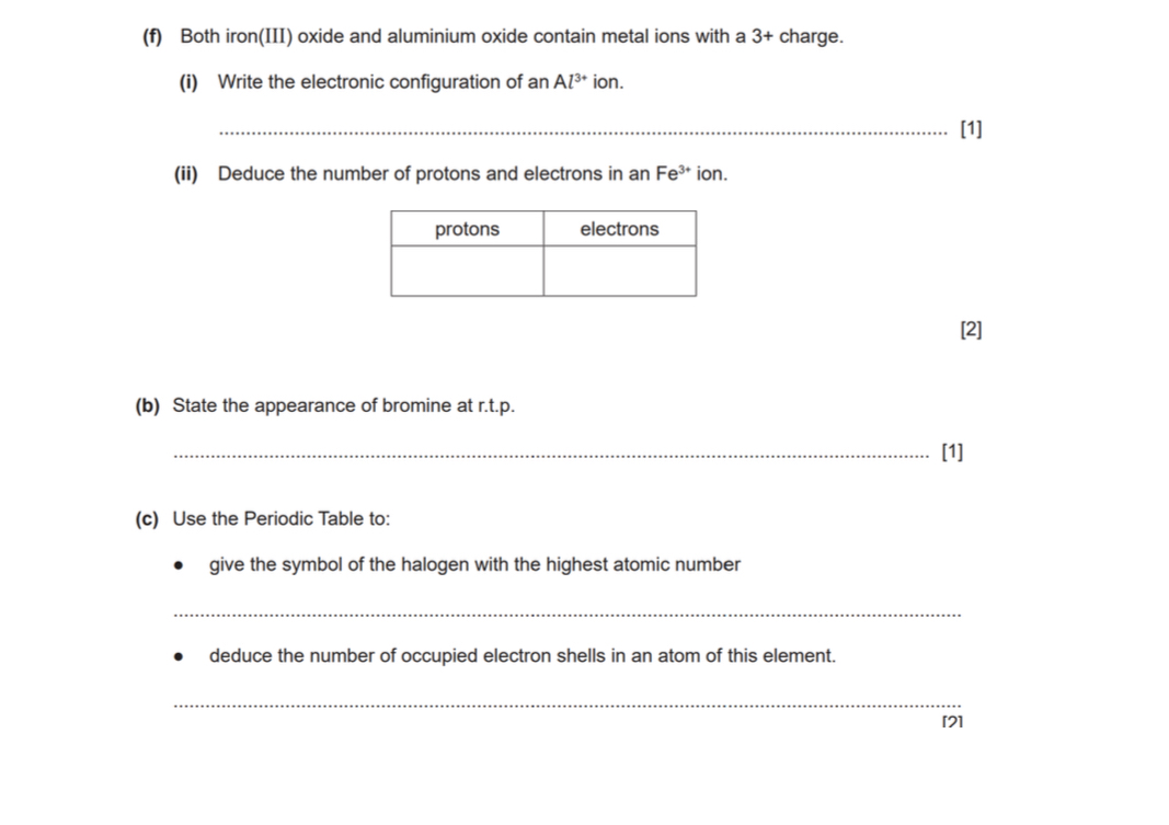Solved: Both iron(III) oxide and aluminium oxide contain metal ions ...