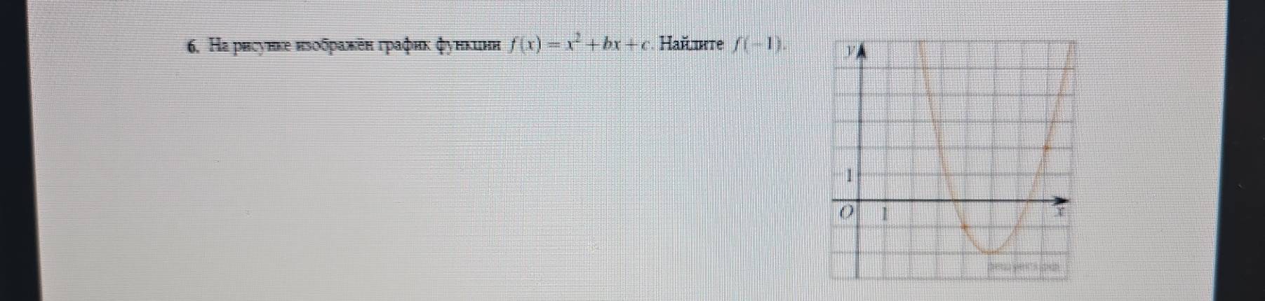 Ha рисунке κзображеη граφик φункинн f(x)=x^2+bx+c Hařihte f(-1).