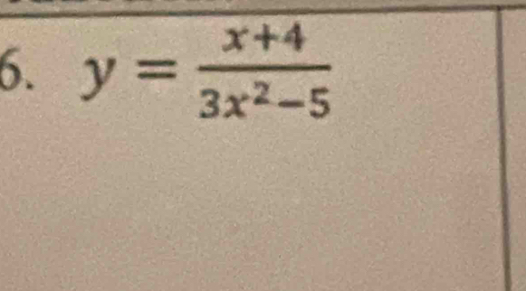 y= (x+4)/3x^2-5 