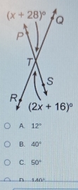 A. 12°
B. 40°
C. 50°
n 1AO°