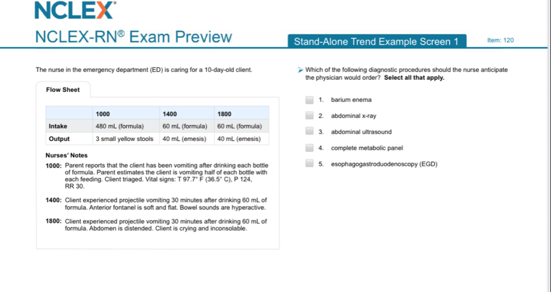 Solved: NCLEX NCLEX-RN® Exam Preview Stand-Alone Trend Example Screen 1 ...