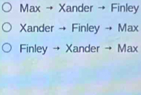 Max → Xander → Finley
Xander → Finley → Max
Finley → Xander → Max