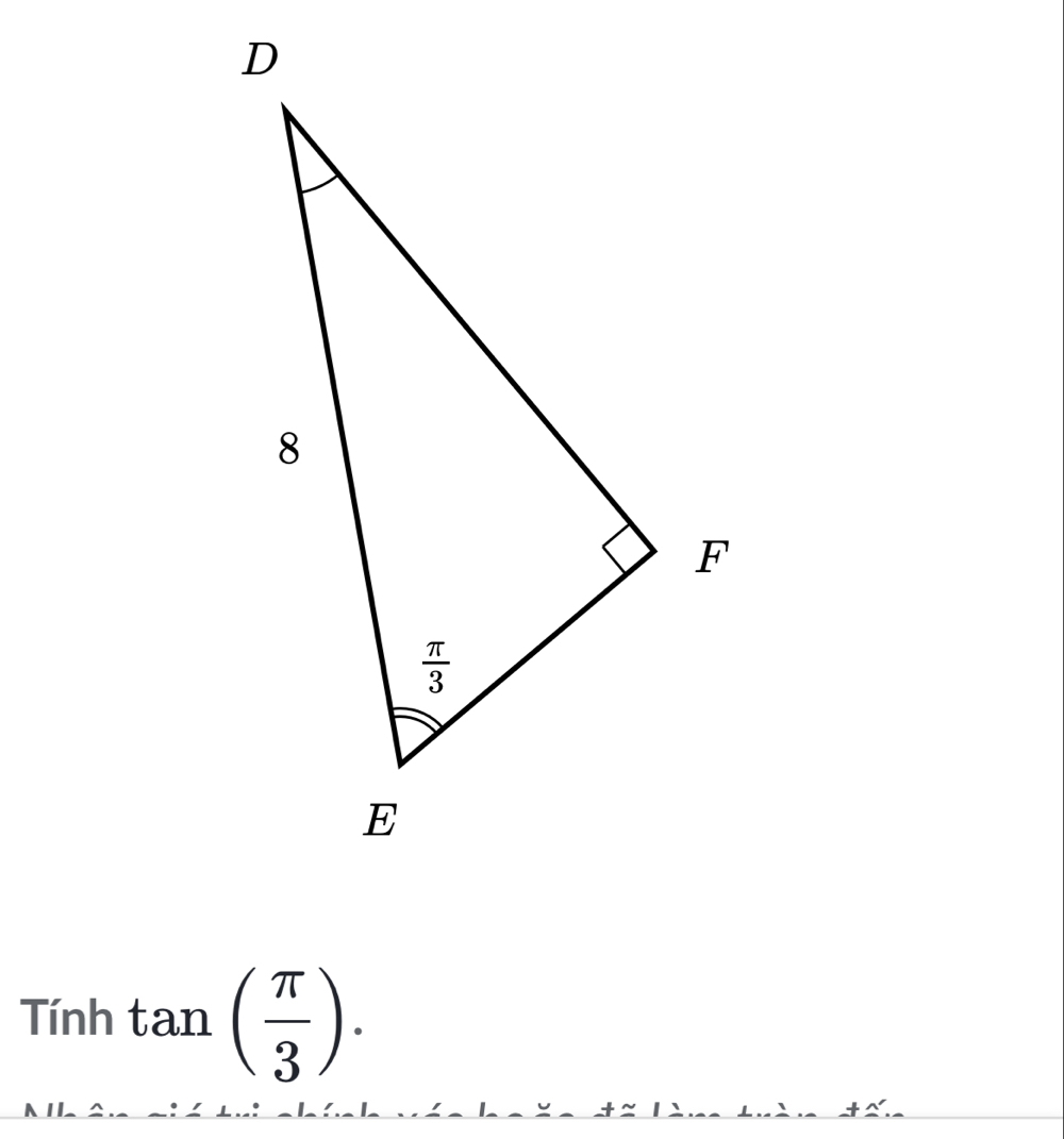 Tính tan ( π /3 ).