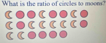 What is the ratio of circles to moons? 
(●●(●●(● 
(●(((((● 
((●●●●