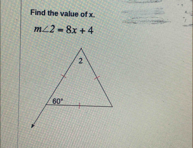 Find the value of x.
m∠ 2=8x+4